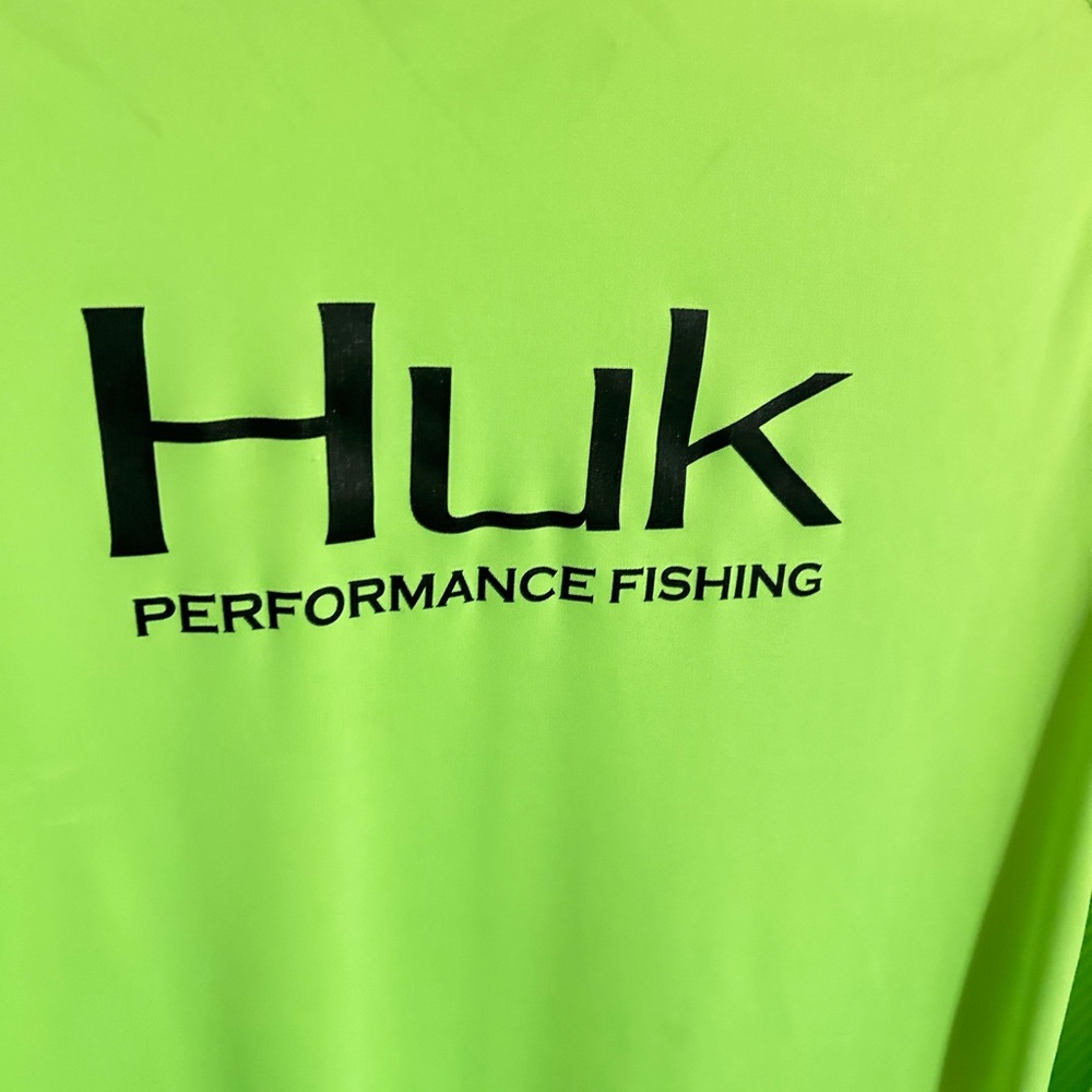Huk Performance Fishing Shirt in Neon Green - Picture 2 of 7